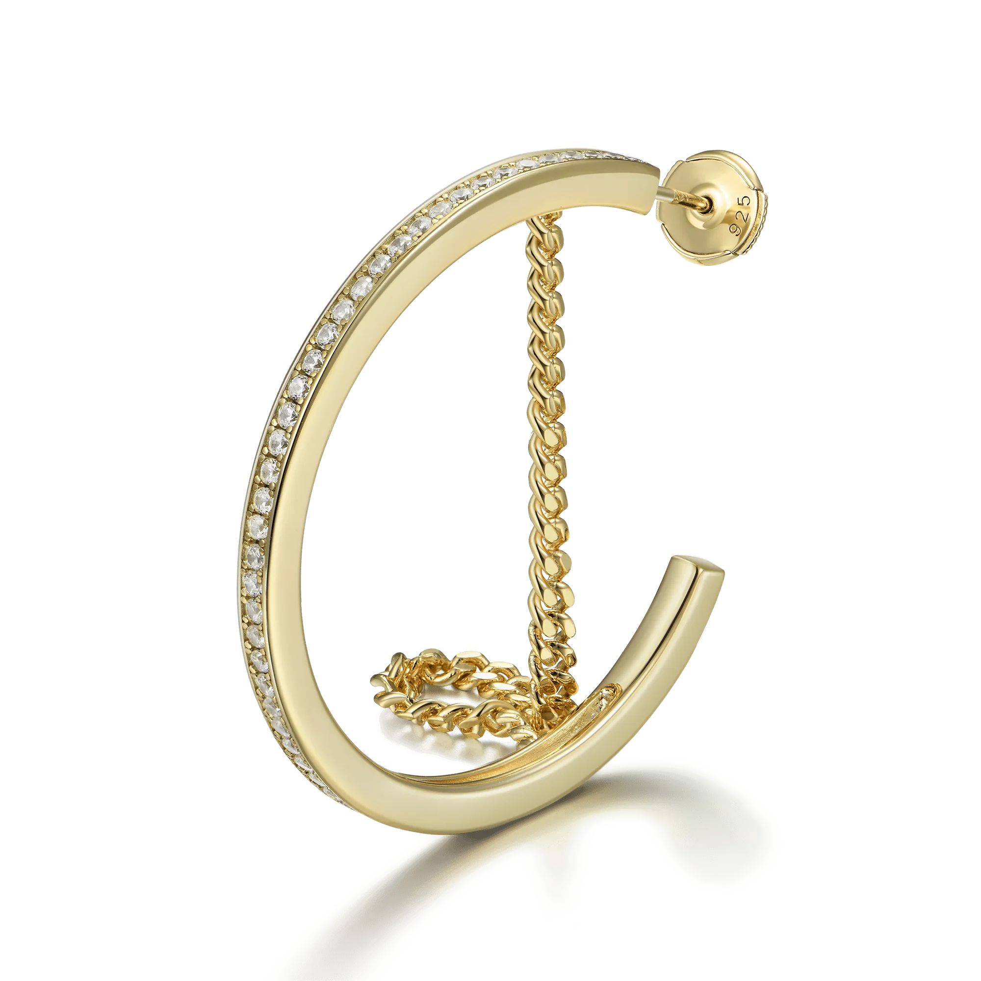 Cuban Link Mix One Row Hoop Earring - Single