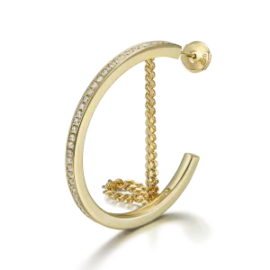 Cuban Link Mix One Row Hoop Earring - Single