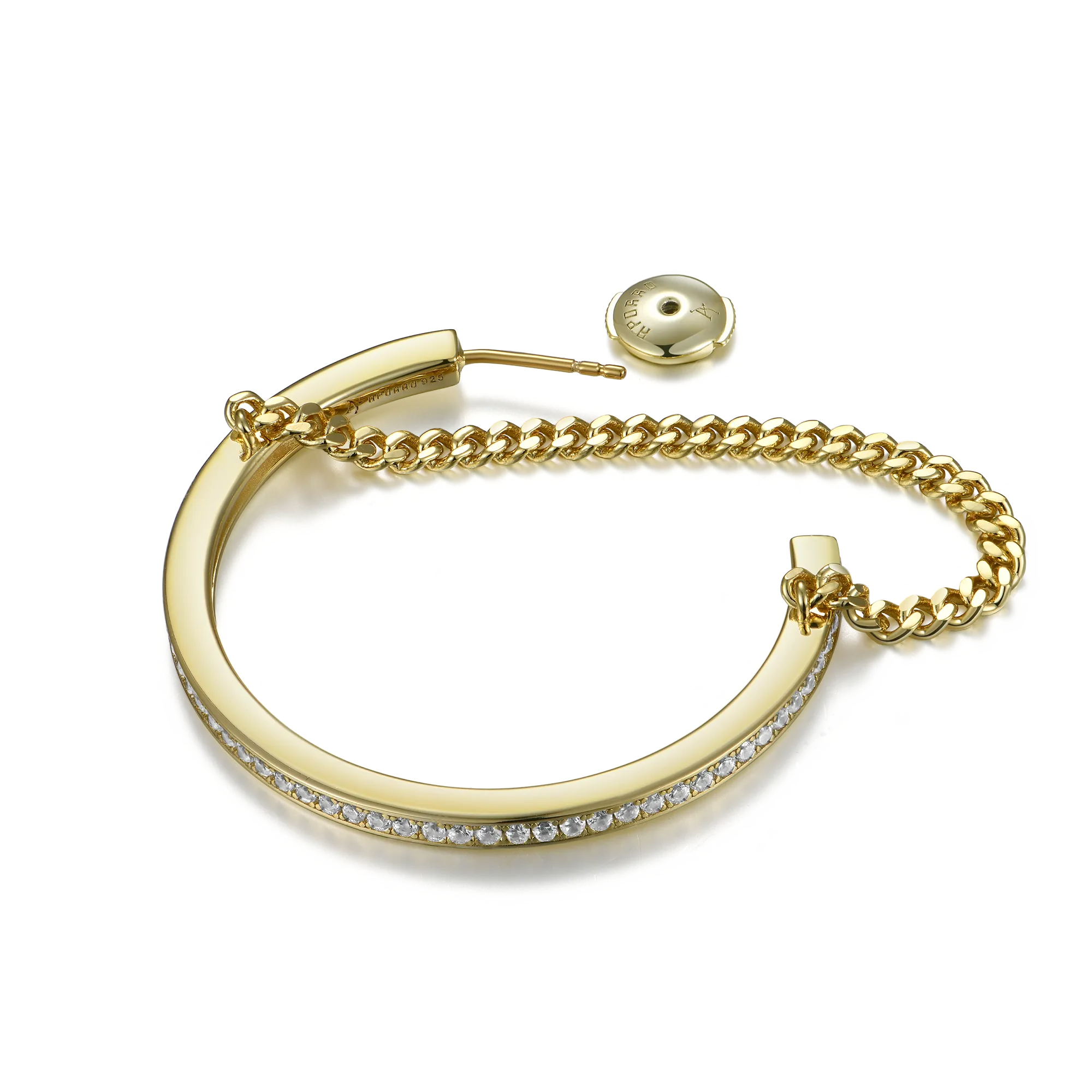 Cuban Link Mix One Row Hoop Earring - Single