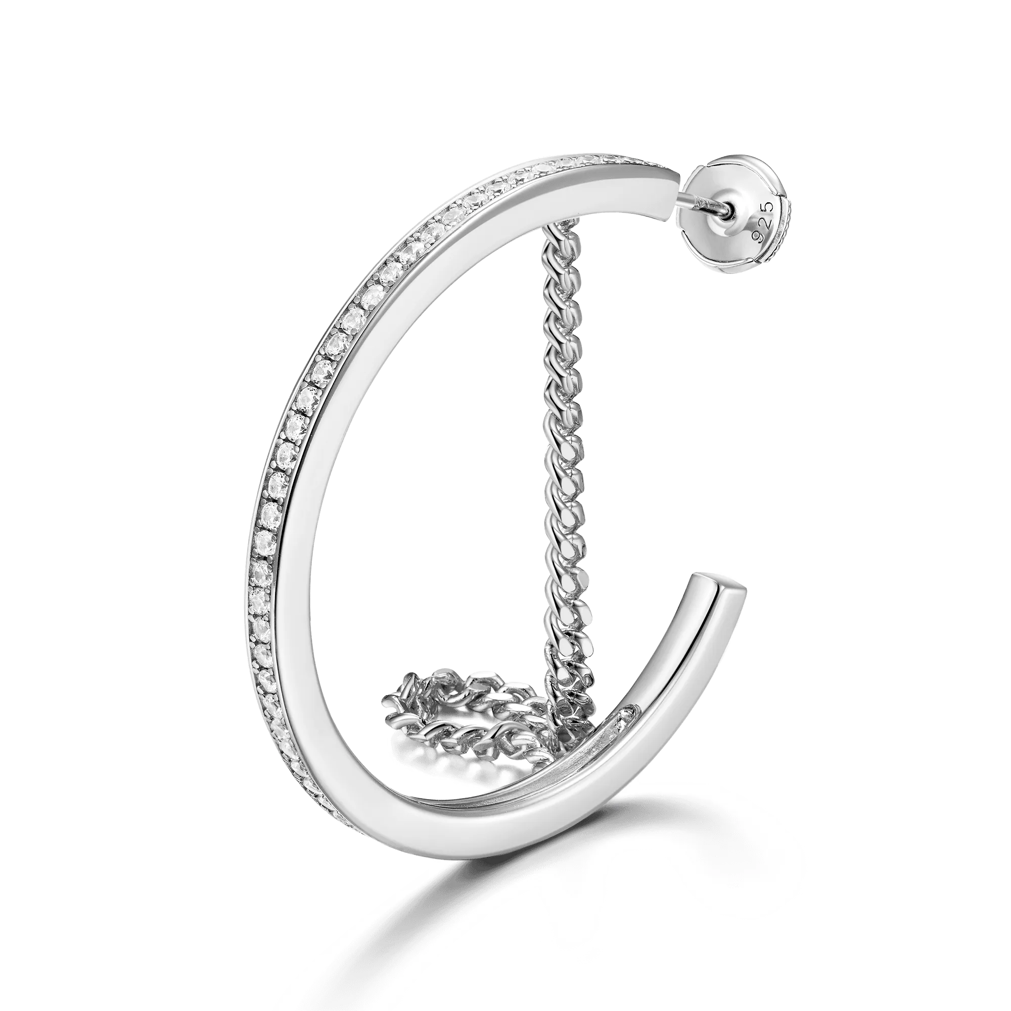 Cuban Link Mix One Row Hoop Earring - Single