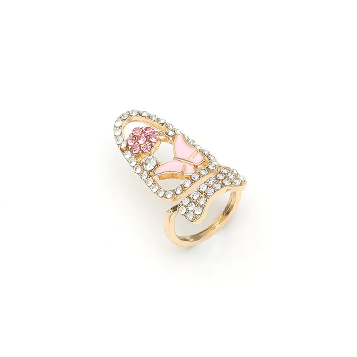 Cubic Zirconia & 18K Gold-Plated Butterfly Bypass Midi Ring