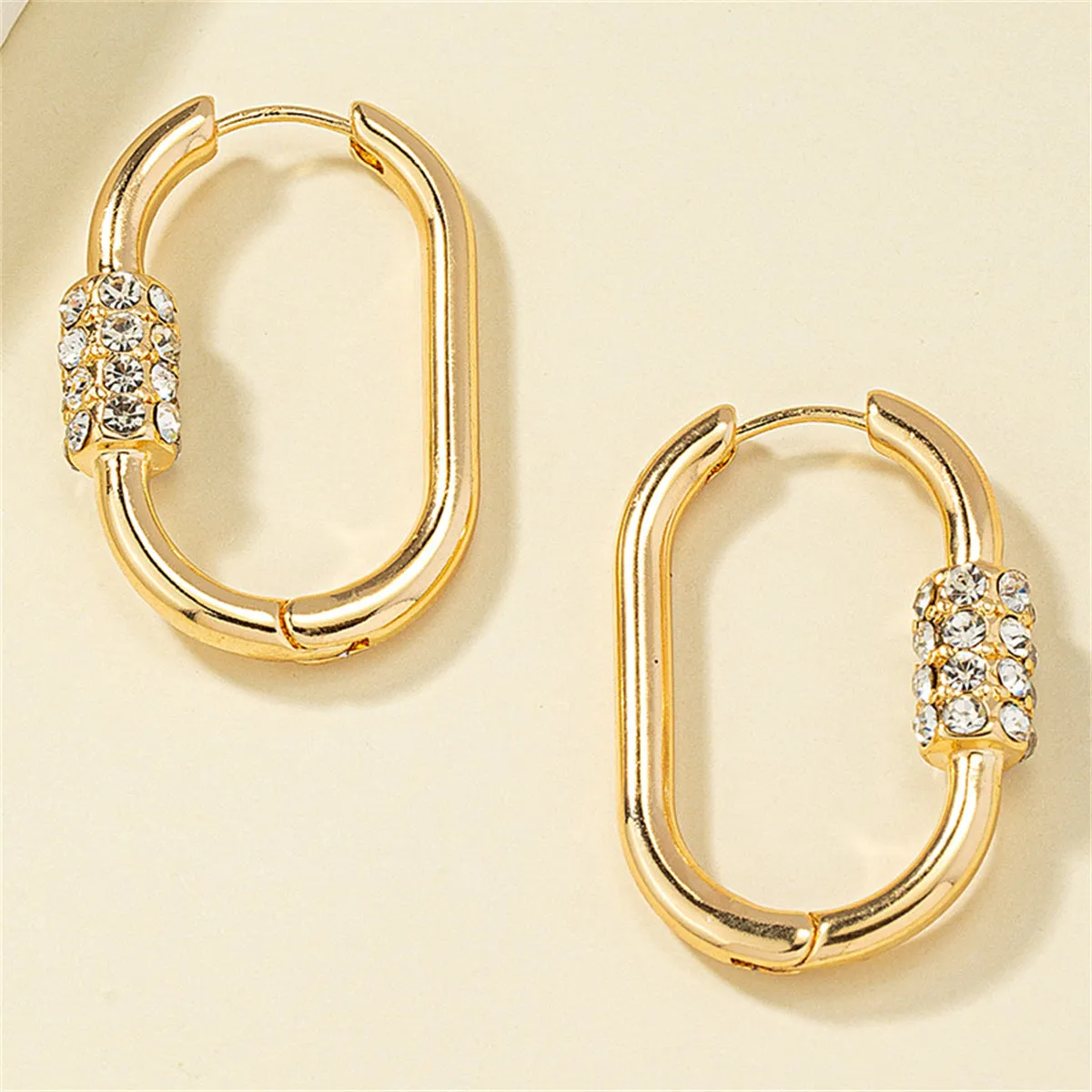 Cubic Zirconia & 18K Gold-Plated Coil Oval Huggie Earrings