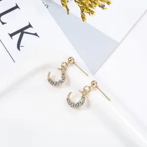 Cubic Zirconia & 18K Gold-Plated Crescent Moon Drop Earrings