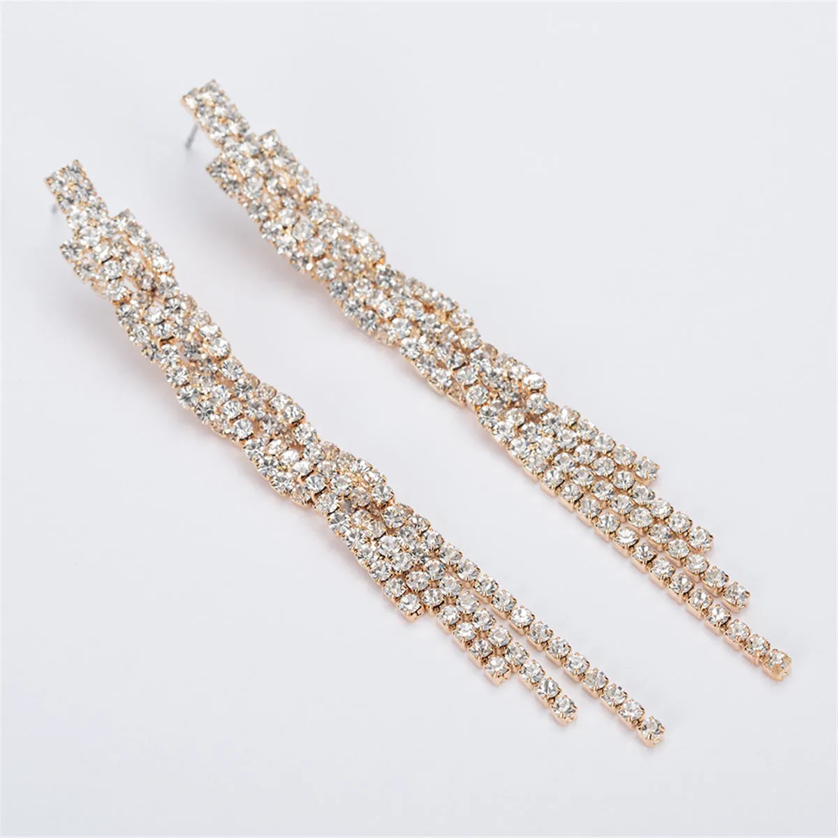Cubic Zirconia & 18K Gold-Plated Crossing Line Drop Earrings