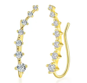 Cubic Zirconia & 18K Gold-Plated Ear Climbers