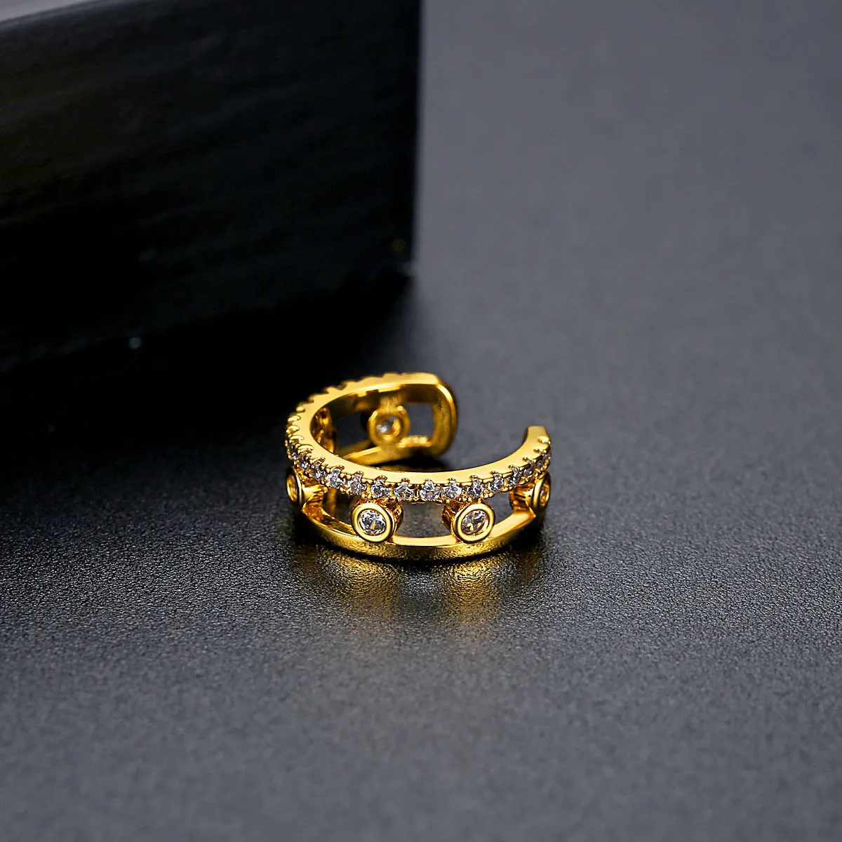 Cubic Zirconia & 18K Gold-Plated Ear Cuff