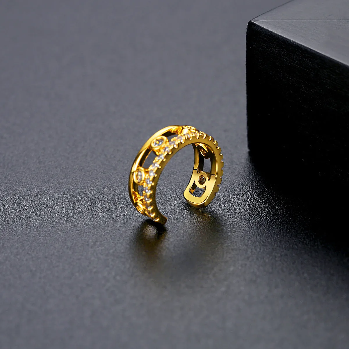 Cubic Zirconia & 18K Gold-Plated Ear Cuff