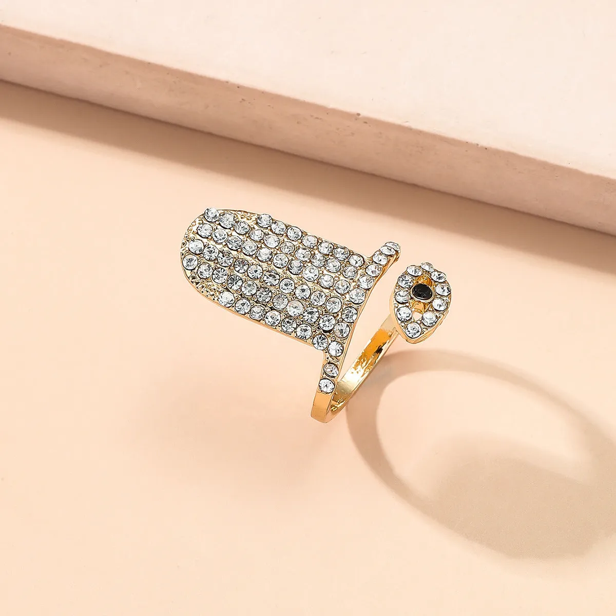 Cubic Zirconia & 18K Gold-Plated Eye Bypass Midi Ring