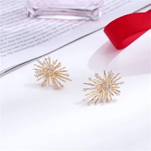Cubic Zirconia & 18K Gold-Plated Firework Stud Earrings