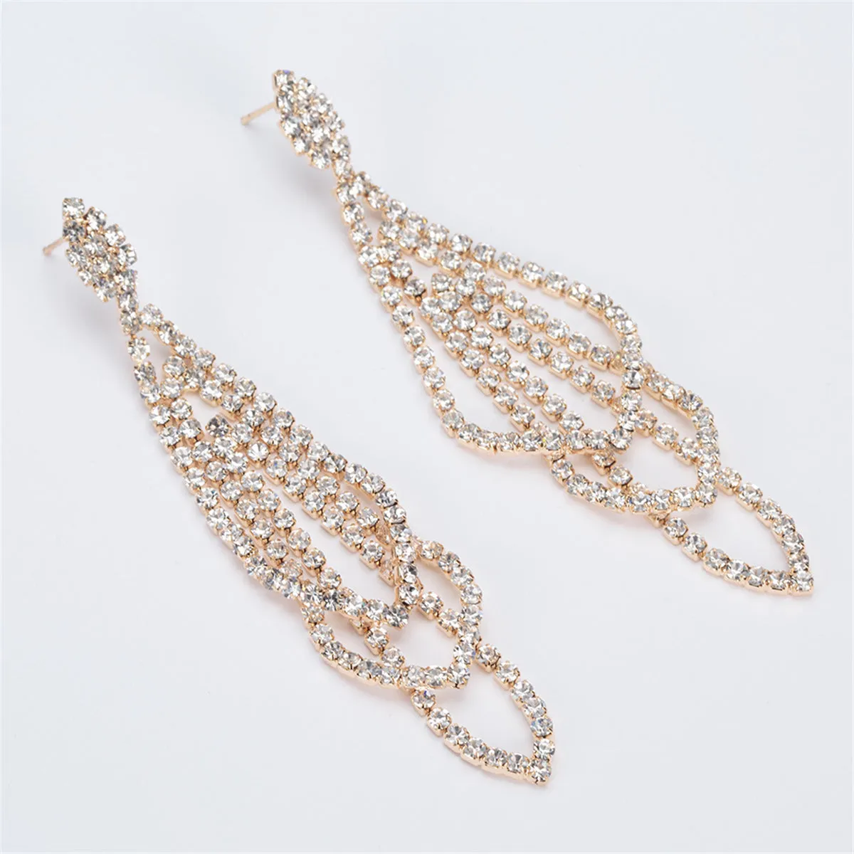 Cubic Zirconia & 18K Gold-Plated Layer Drop Earrings