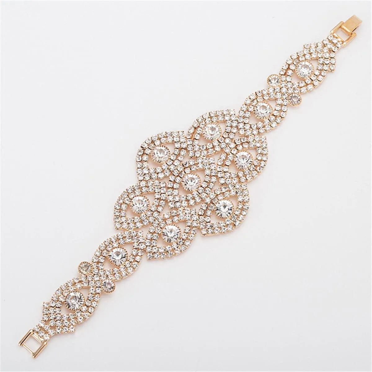 Cubic Zirconia & 18K Gold-Plated Layer Eye Bracelet