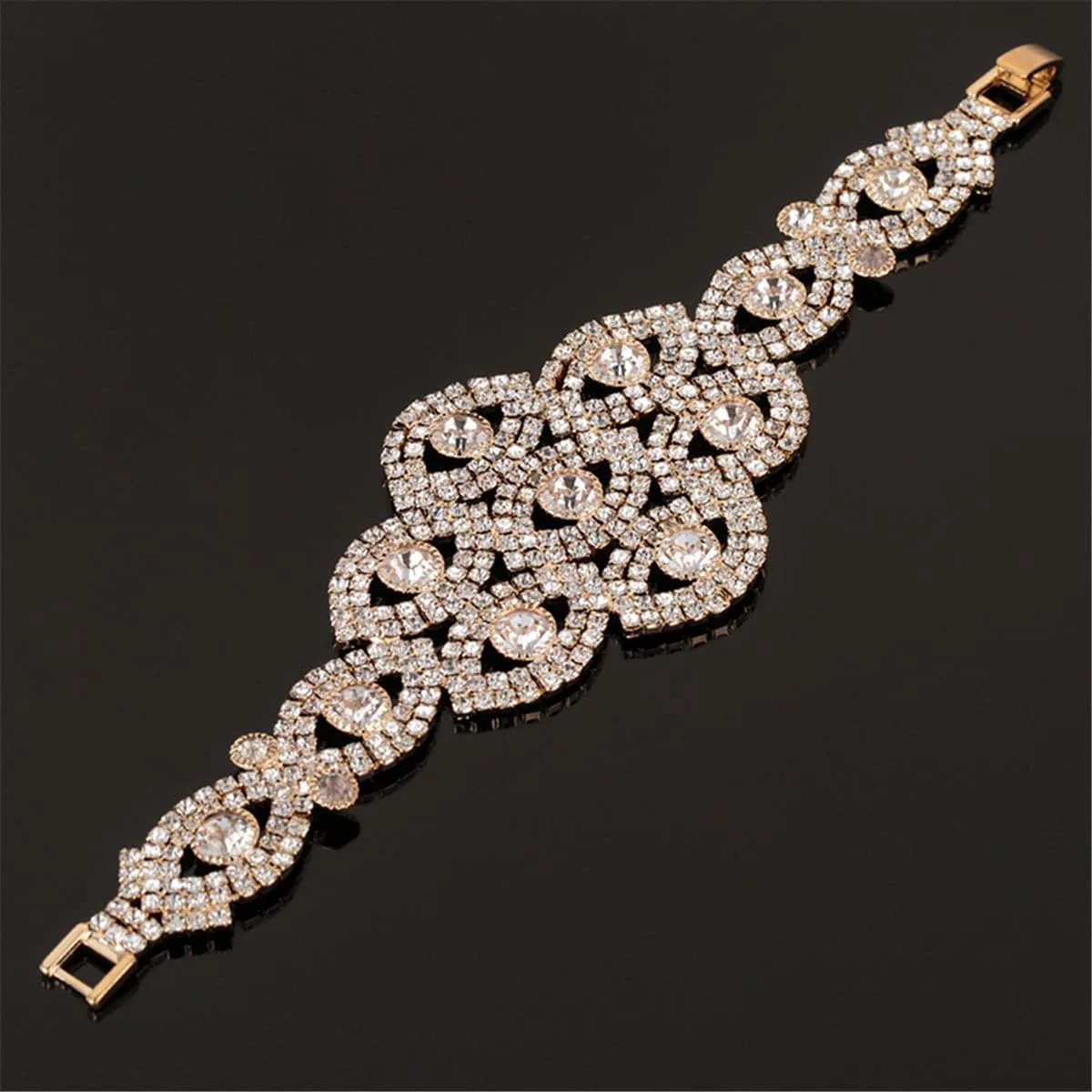Cubic Zirconia & 18K Gold-Plated Layer Eye Bracelet