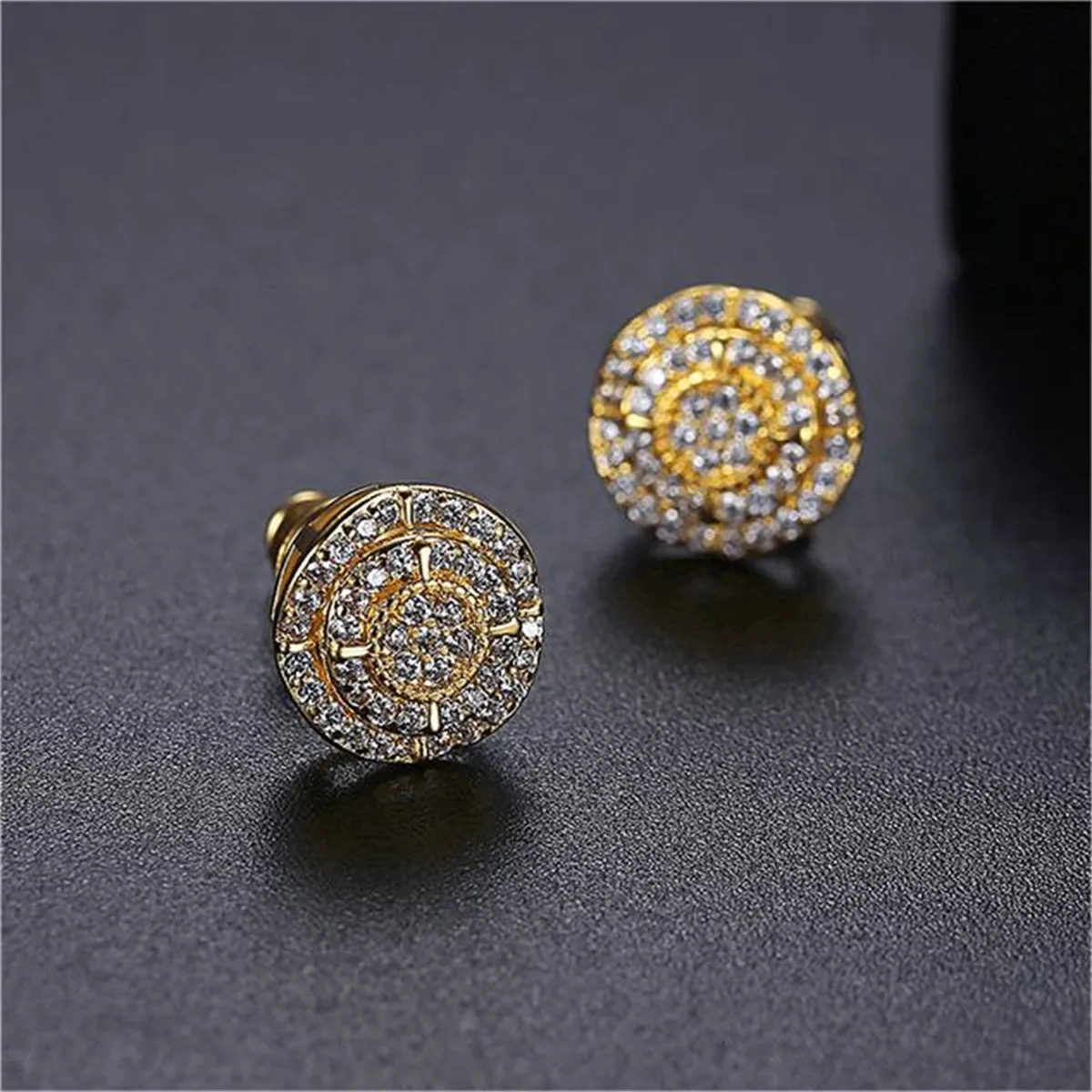 Cubic Zirconia & 18K Gold-Plated Layered Round Stud Earrings