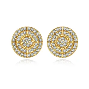 Cubic Zirconia & 18K Gold-Plated Layered Round Stud Earrings
