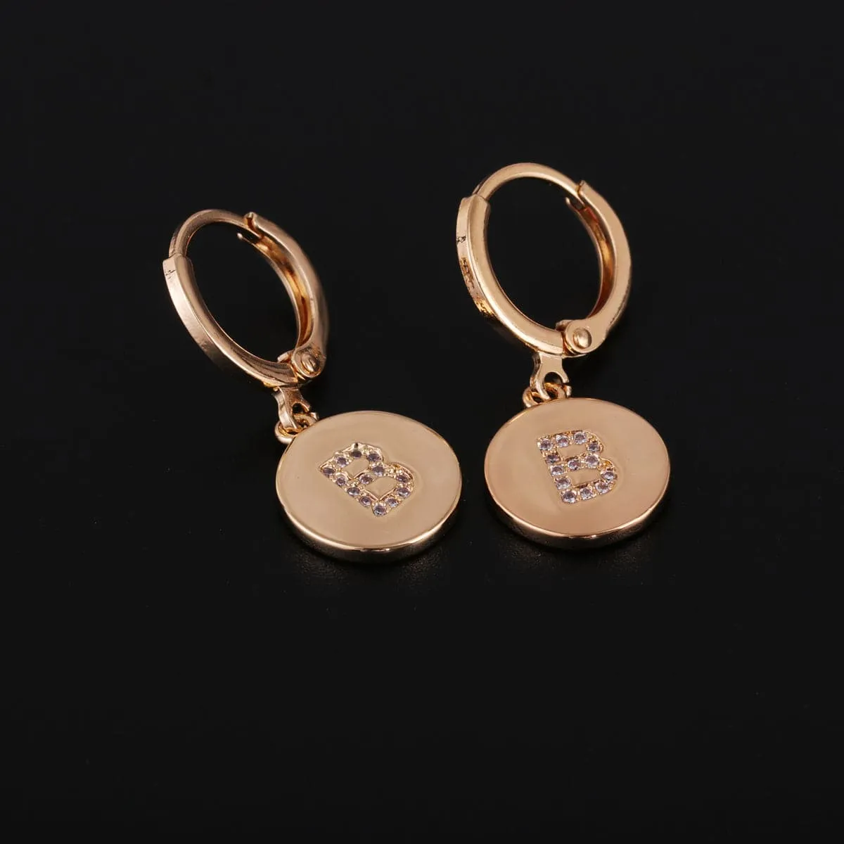 Cubic Zirconia & 18K Gold-Plated Letter B Cut Drop Earrings