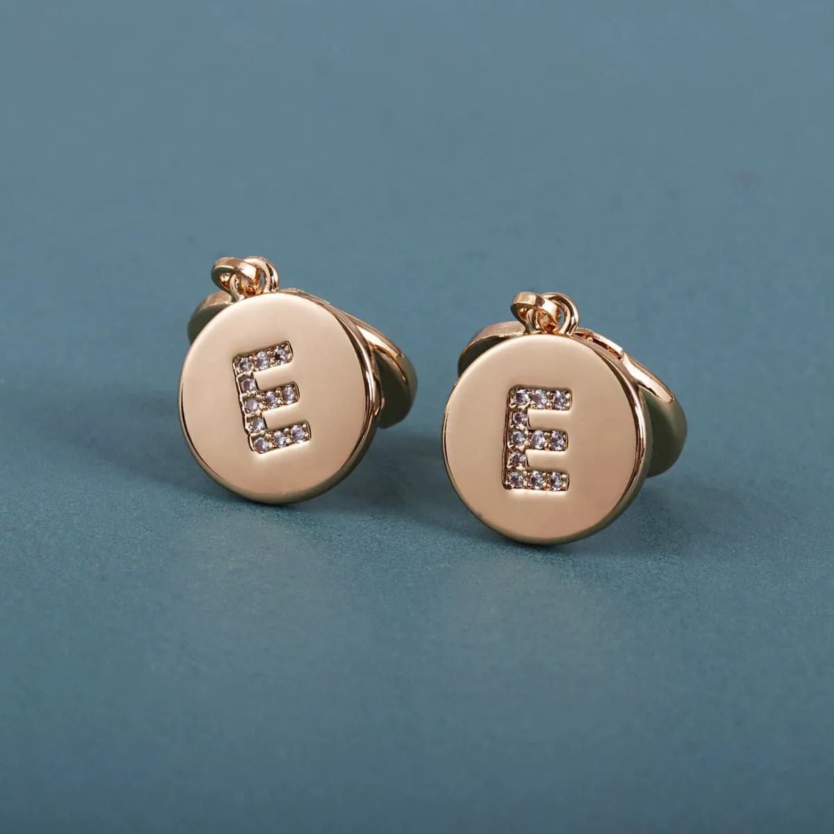 Cubic Zirconia & 18K Gold-Plated Letter E Cut Drop Earrings