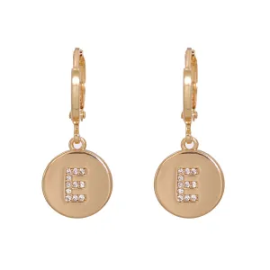 Cubic Zirconia & 18K Gold-Plated Letter E Cut Drop Earrings