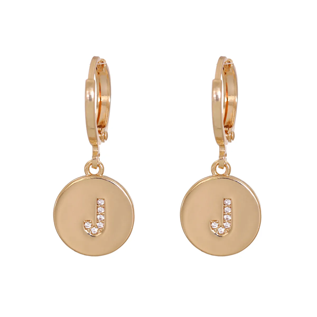 Cubic Zirconia & 18K Gold-Plated Letter J Cut Drop Earrings