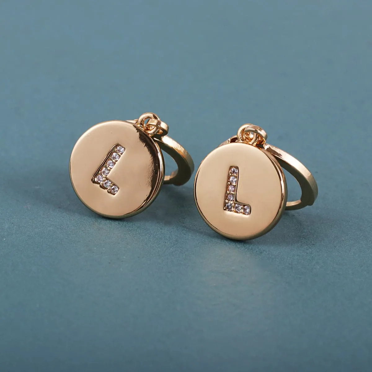Cubic Zirconia & 18K Gold-Plated Letter L Cut Drop Earrings