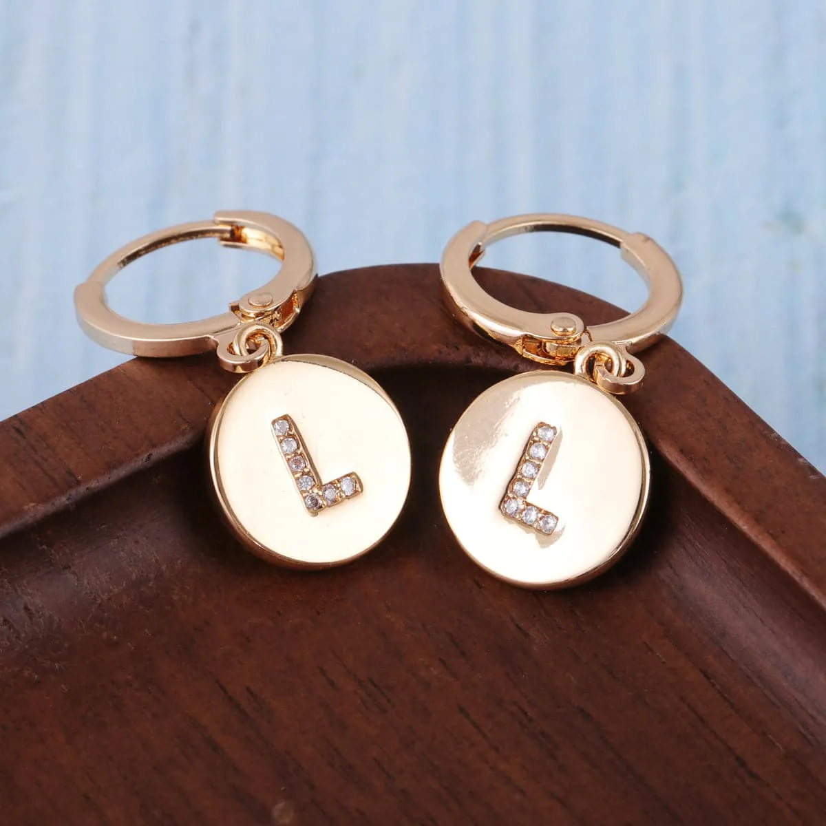 Cubic Zirconia & 18K Gold-Plated Letter L Cut Drop Earrings