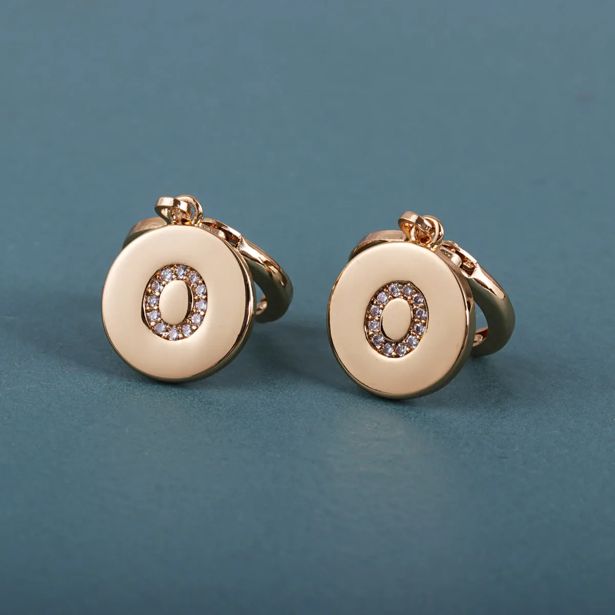 Cubic Zirconia & 18K Gold-Plated Letter O Cut Drop Earrings