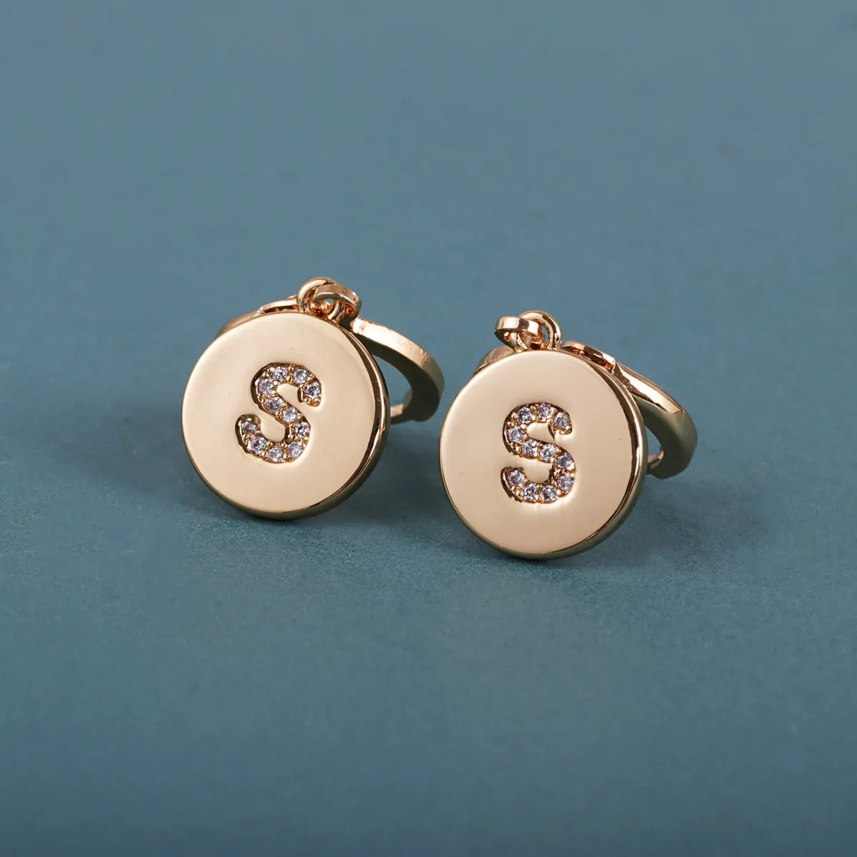 Cubic Zirconia & 18K Gold-Plated Letter S Cut Drop Earrings