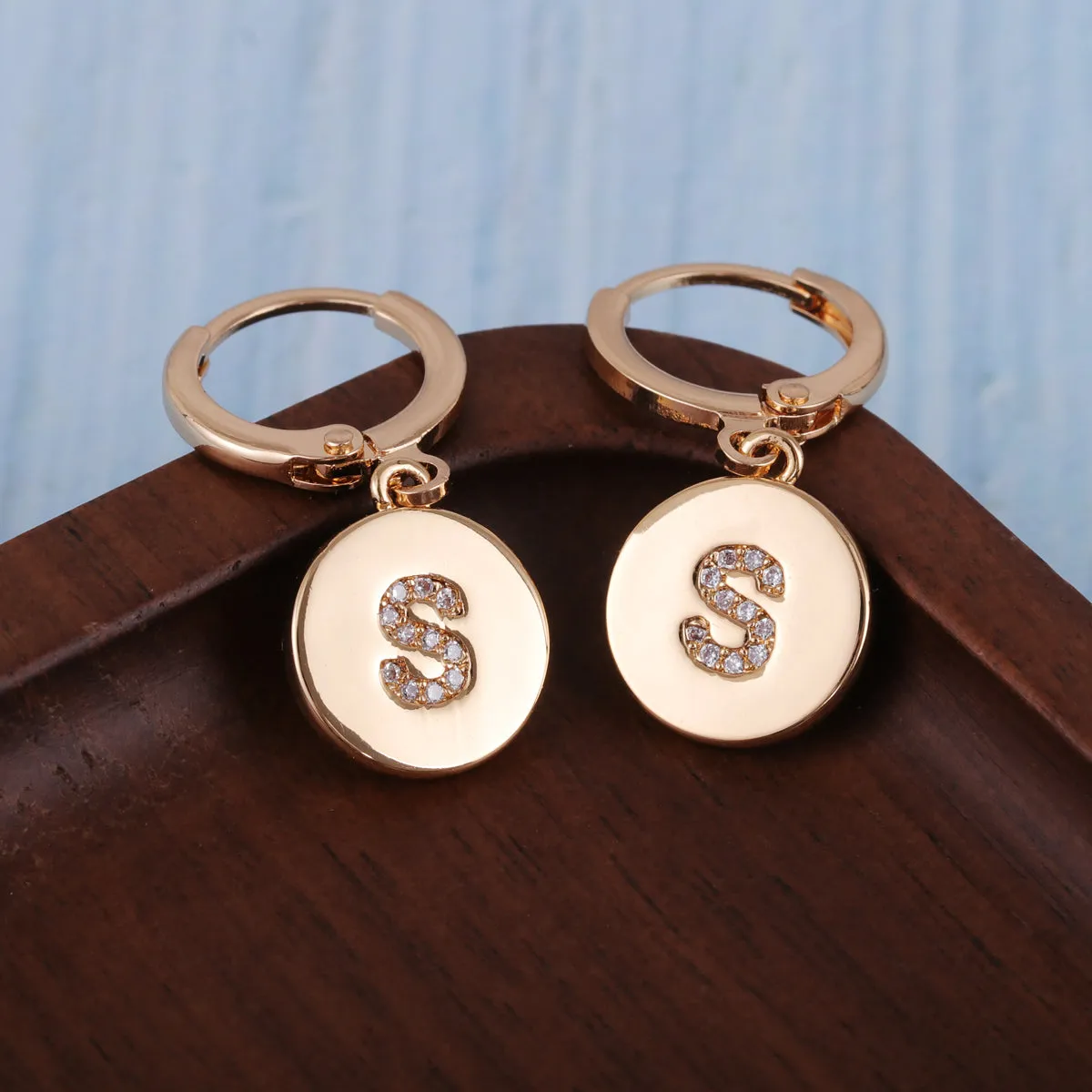 Cubic Zirconia & 18K Gold-Plated Letter S Cut Drop Earrings