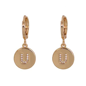 Cubic Zirconia & 18K Gold-Plated Letter U Cut Drop Earrings