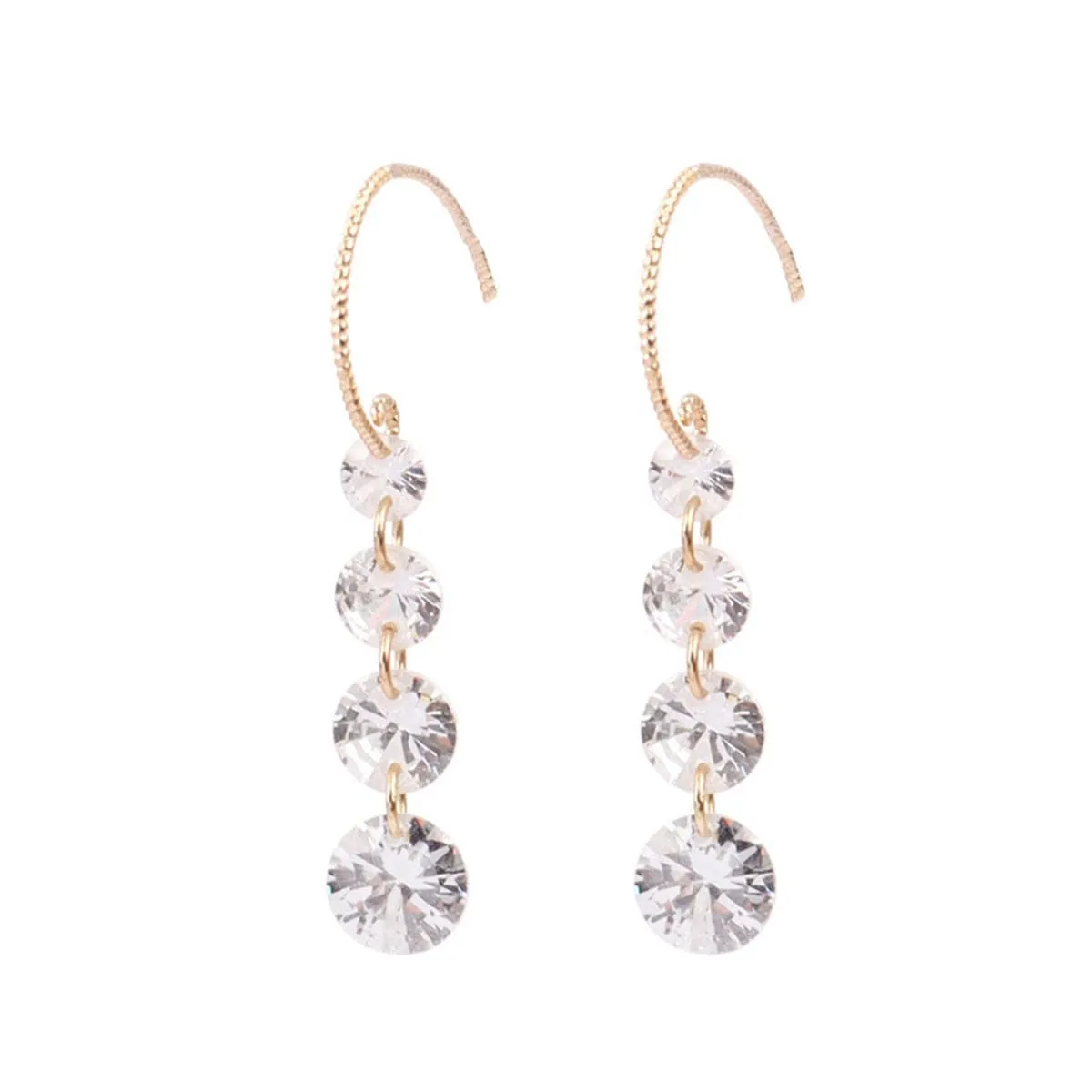 Cubic Zirconia & 18K Gold-Plated Linked Threader Earrings