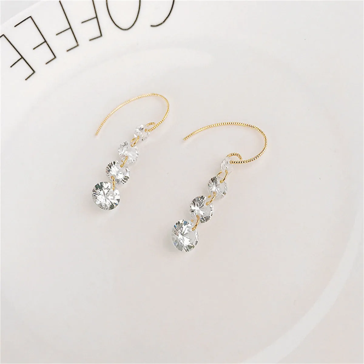 Cubic Zirconia & 18K Gold-Plated Linked Threader Earrings