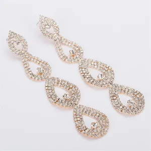 Cubic Zirconia & 18K Gold-Plated Linking Layer Drop Earrings