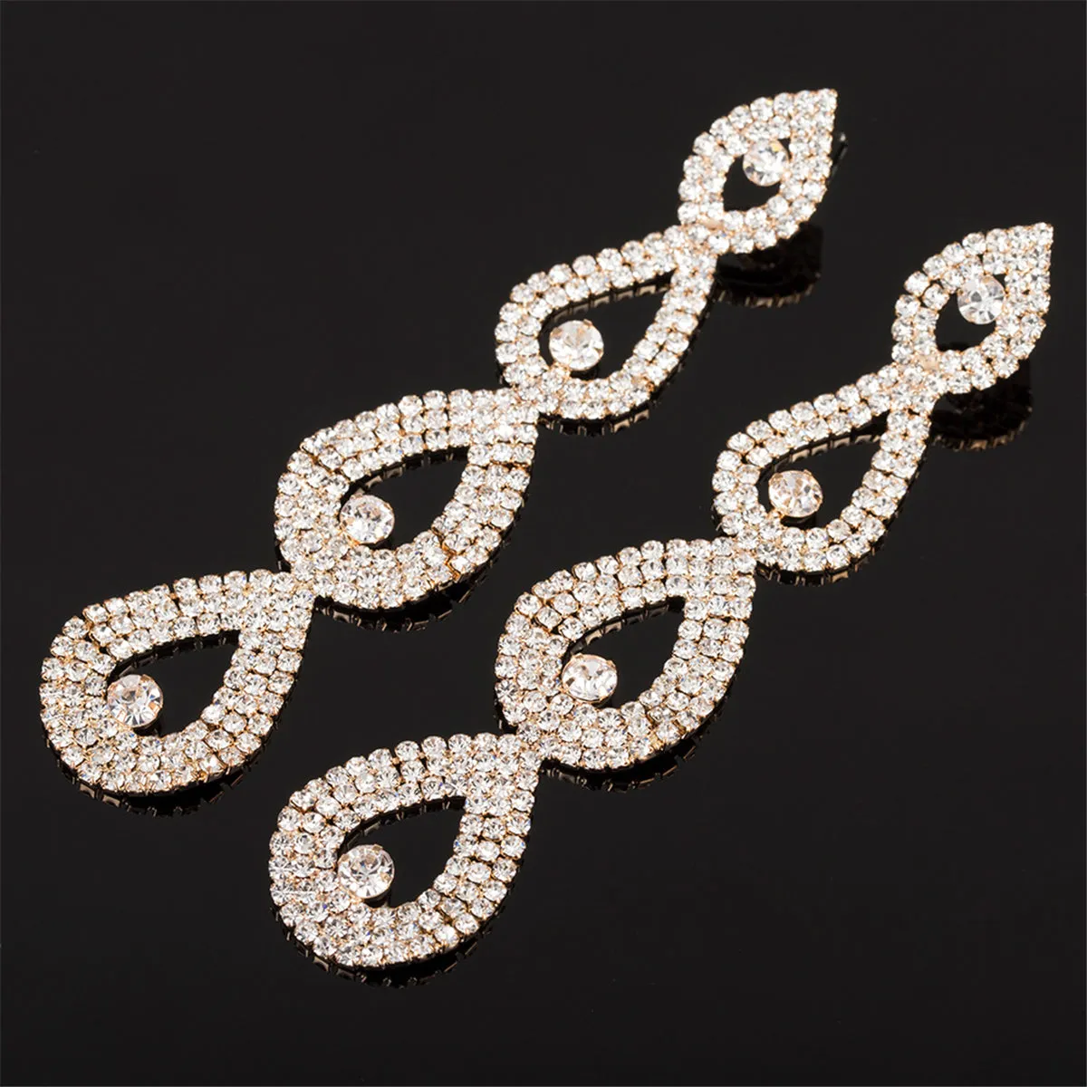 Cubic Zirconia & 18K Gold-Plated Linking Layer Drop Earrings