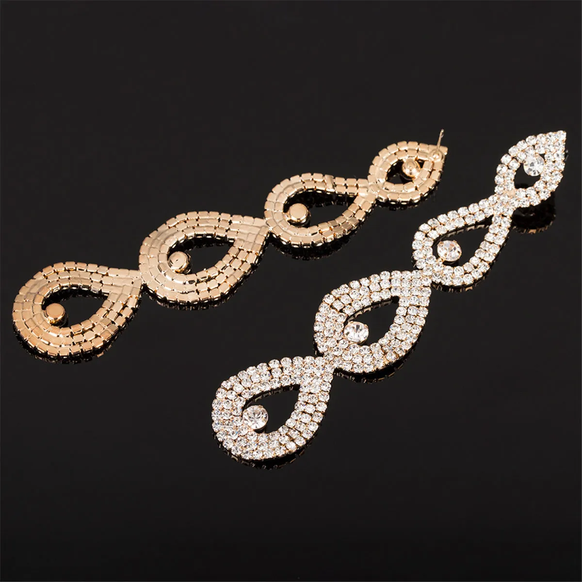 Cubic Zirconia & 18K Gold-Plated Linking Layer Drop Earrings