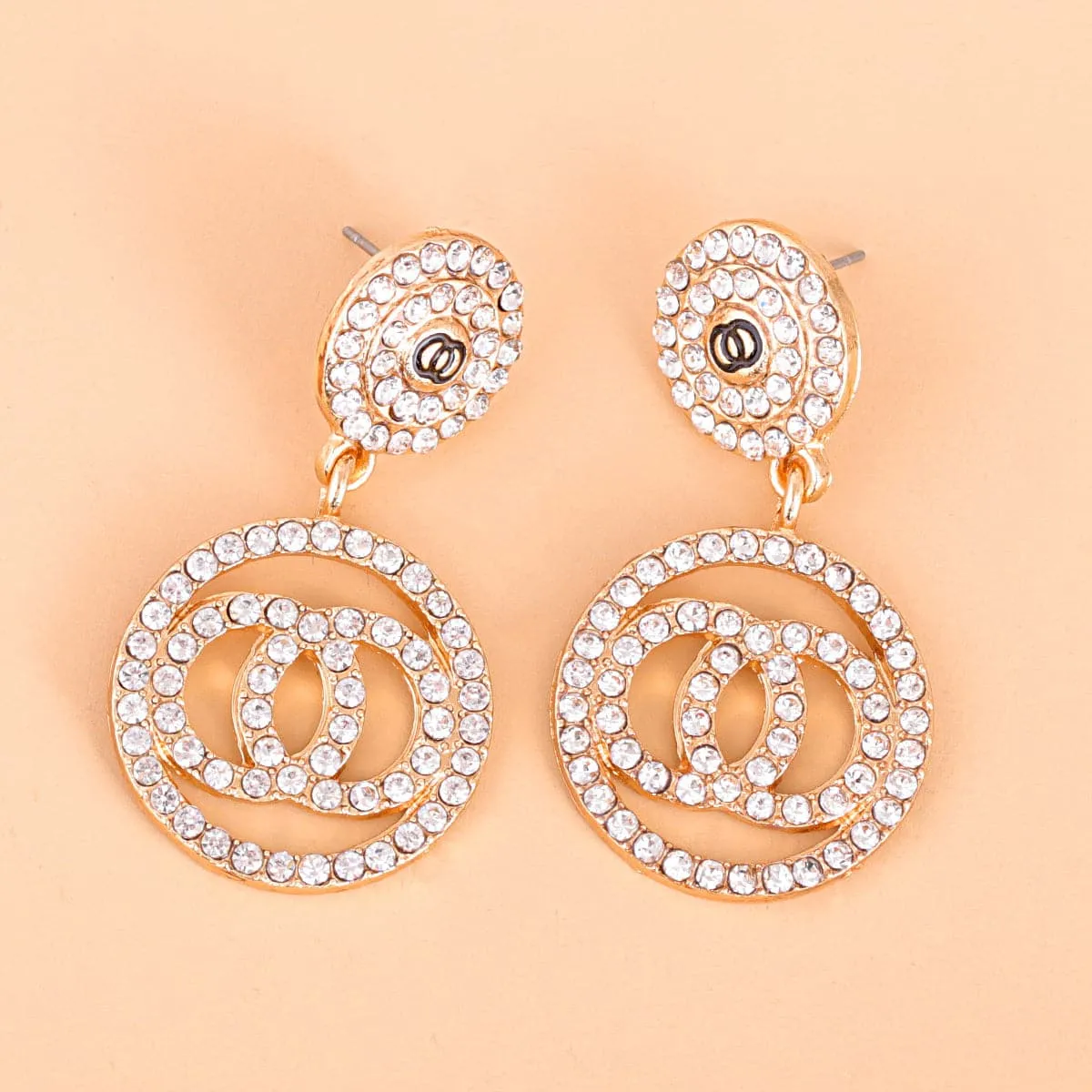 Cubic Zirconia & 18K Gold-Plated Lock Drop Earrings
