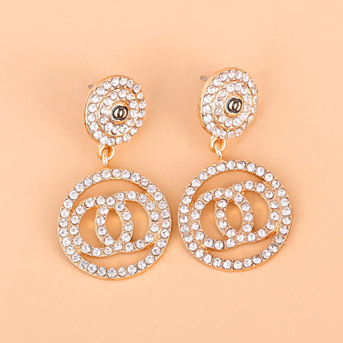 Cubic Zirconia & 18K Gold-Plated Lock Drop Earrings