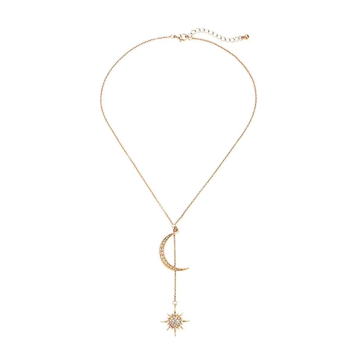 Cubic Zirconia & 18K Gold-Plated Moon Pendant Necklace