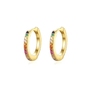 Cubic Zirconia & 18K Gold-Plated Multicolor Huggie Earrings