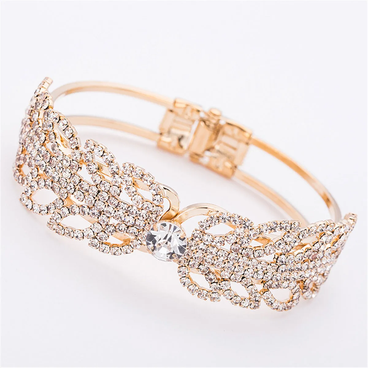 Cubic Zirconia & 18K Gold-Plated Open Butterfly Bangle