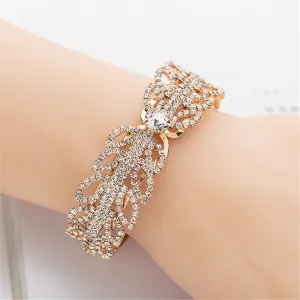 Cubic Zirconia & 18K Gold-Plated Open Butterfly Bangle