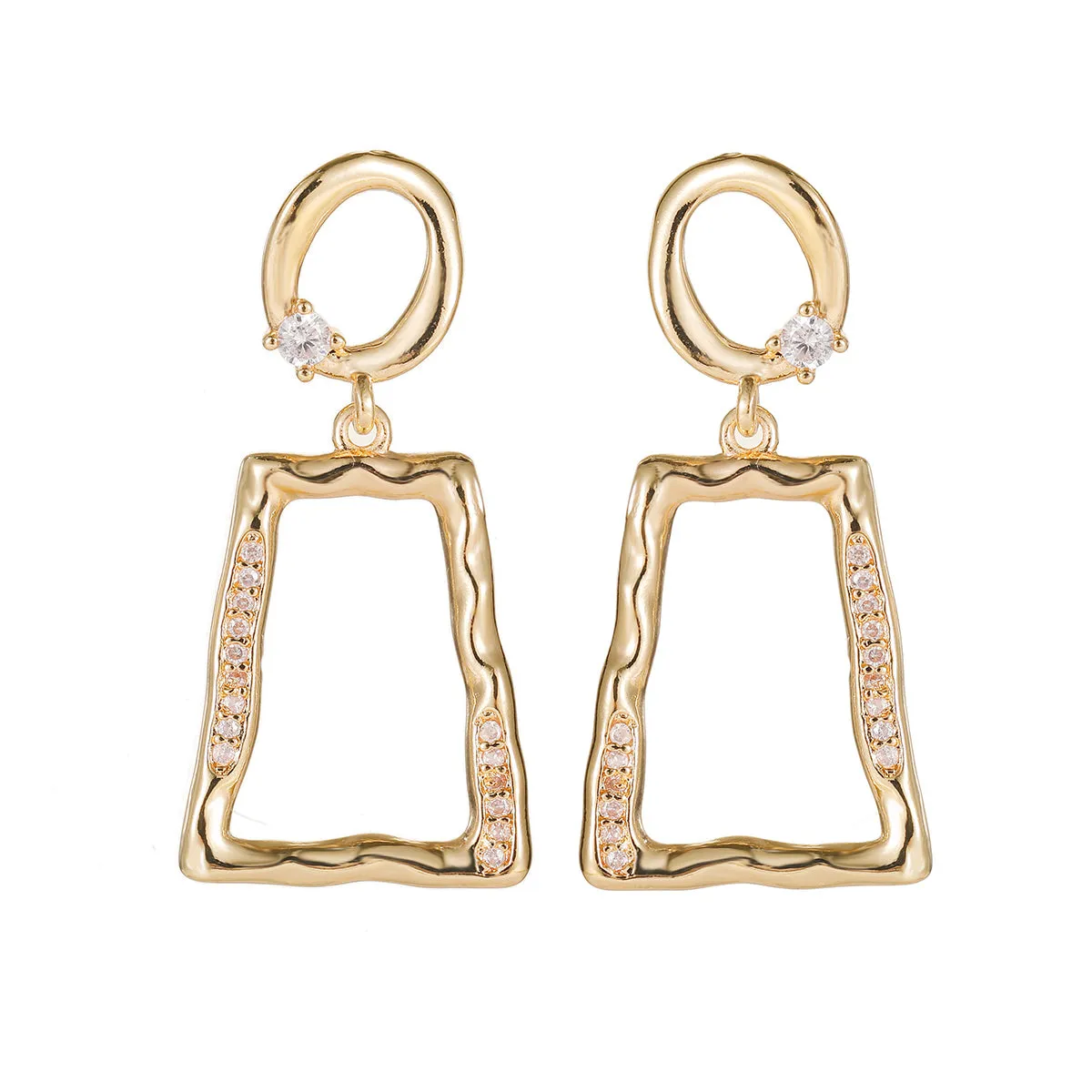 Cubic Zirconia & 18K Gold-Plated Open Ladder Drop Earrings