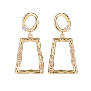 Cubic Zirconia & 18K Gold-Plated Open Ladder Drop Earrings