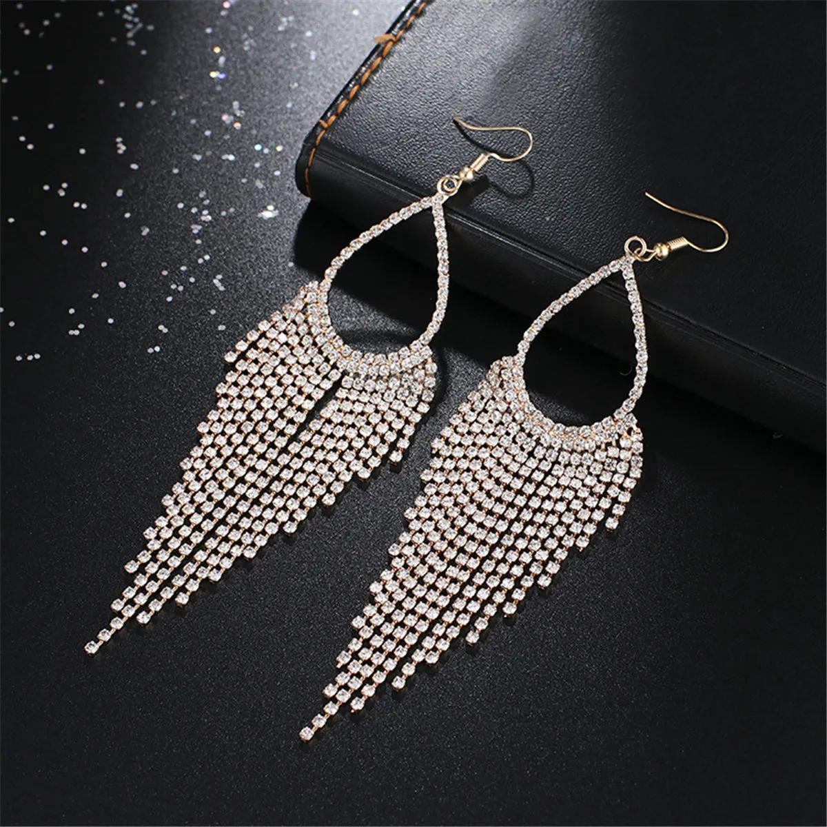Cubic Zirconia & 18K Gold-Plated Open Tassel Drop Earrings