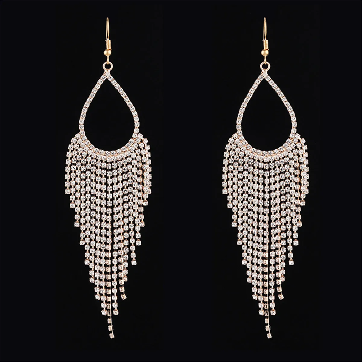 Cubic Zirconia & 18K Gold-Plated Open Tassel Drop Earrings