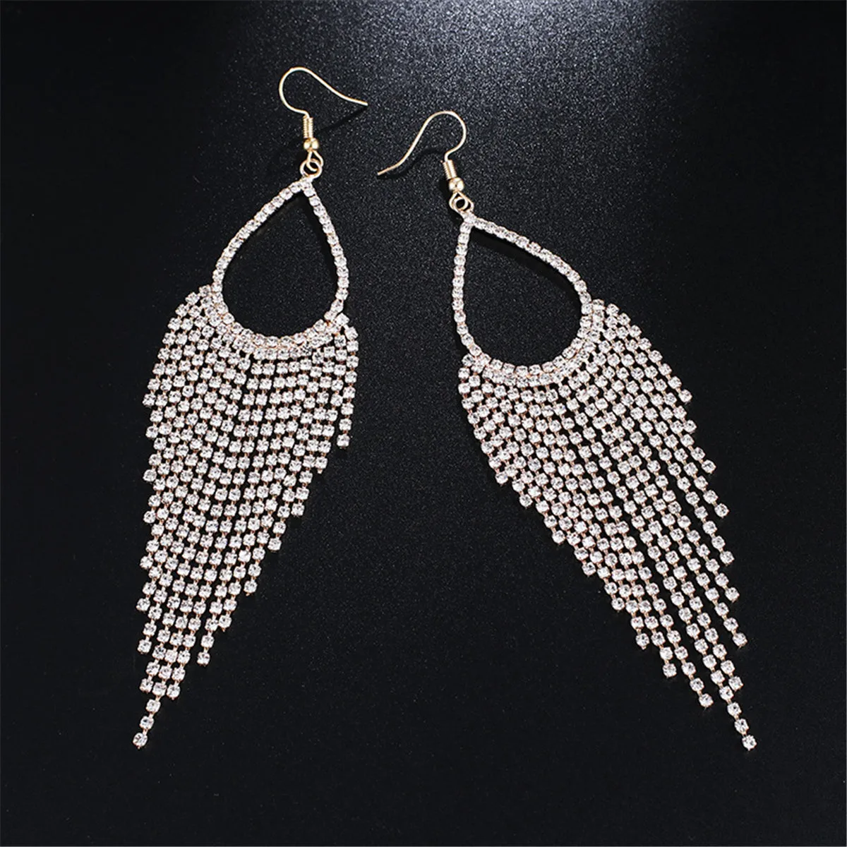 Cubic Zirconia & 18K Gold-Plated Open Tassel Drop Earrings