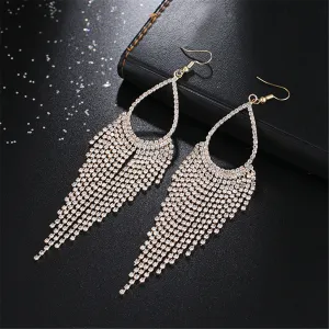 Cubic Zirconia & 18K Gold-Plated Open Tassel Drop Earrings