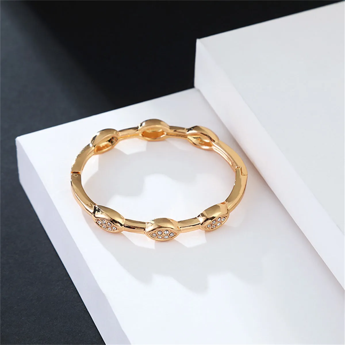 Cubic Zirconia & 18K Gold-Plated Pear Bangle