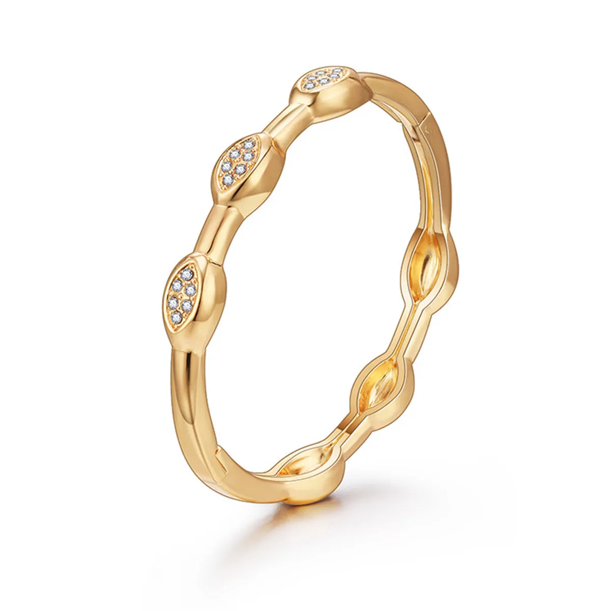 Cubic Zirconia & 18K Gold-Plated Pear Bangle