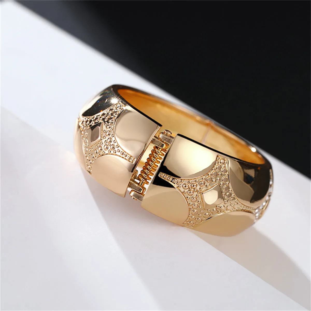 Cubic Zirconia & 18K Gold-Plated Rhombus Hinge Bangle