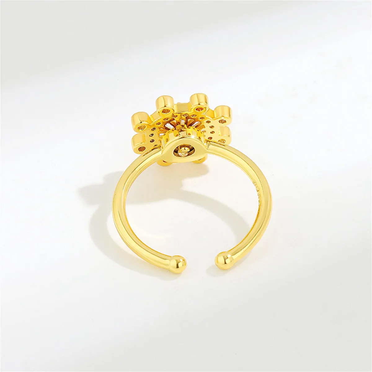 Cubic Zirconia & 18K Gold-Plated Rotating Rudder Open Ring