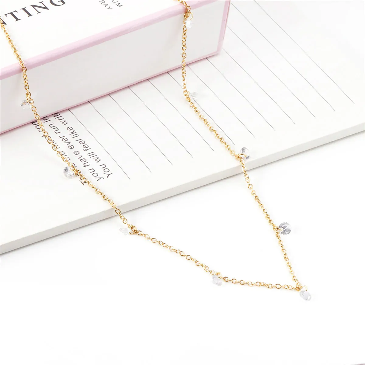Cubic Zirconia & 18K Gold-Plated Round Station Necklace